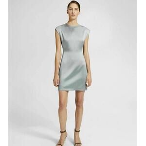 Theory Structured Satin Sheath Dress Size 6 Gray Office Career